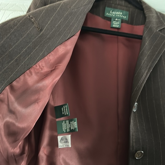 Lauren Ralph Lauren Pinstripe Wool Blazer in Brown - Picture 4 of 6
